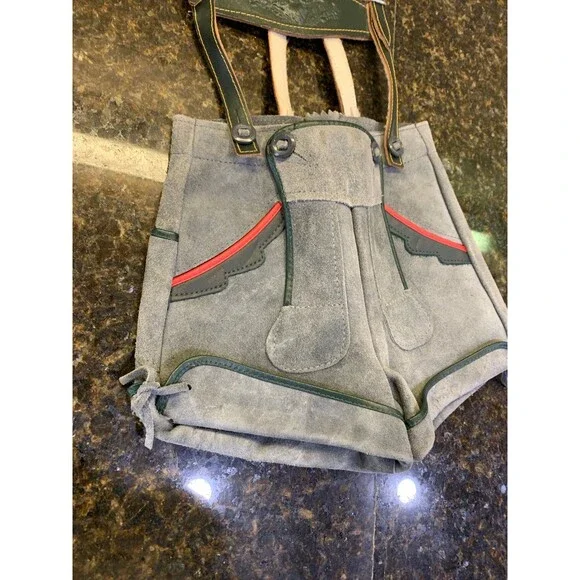 1960s Vintage Leather Suede LEDERHOSEN German Oktoberfest Festival Shorts Child - Picture 3 of 11